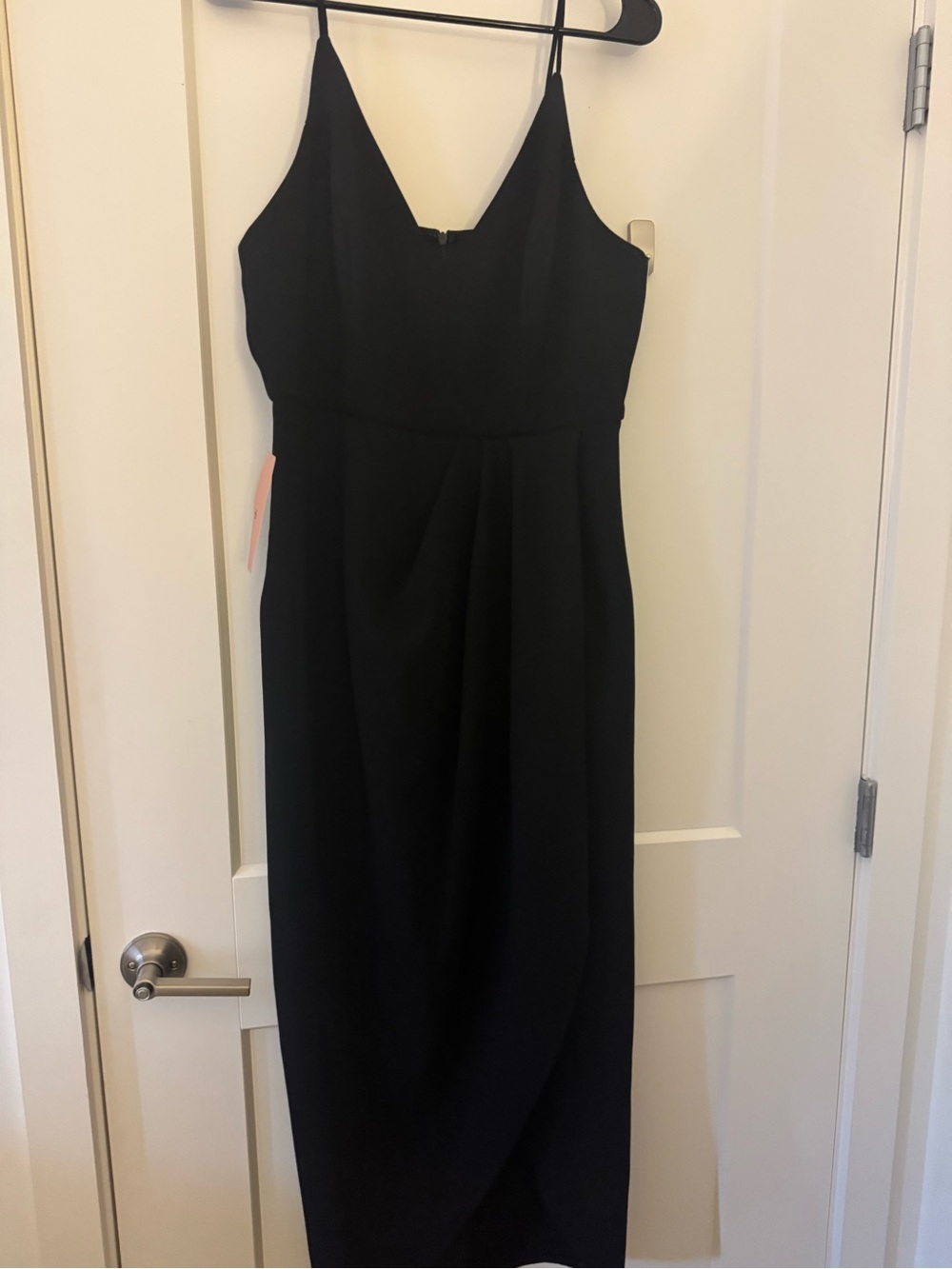 Classic Black Knee Length Dress with Classic Details Thin Straps XSCAPE